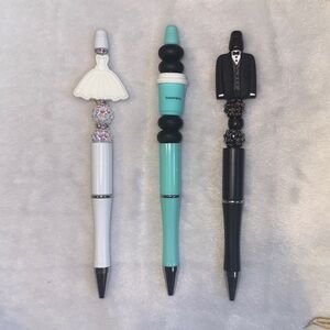 3 piece- wedding themed handcrafted beaded pens set.